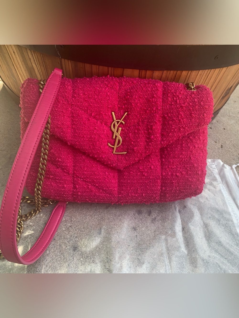 Saint Laurent YSL Mini Puffy Tweed Boucle Bag